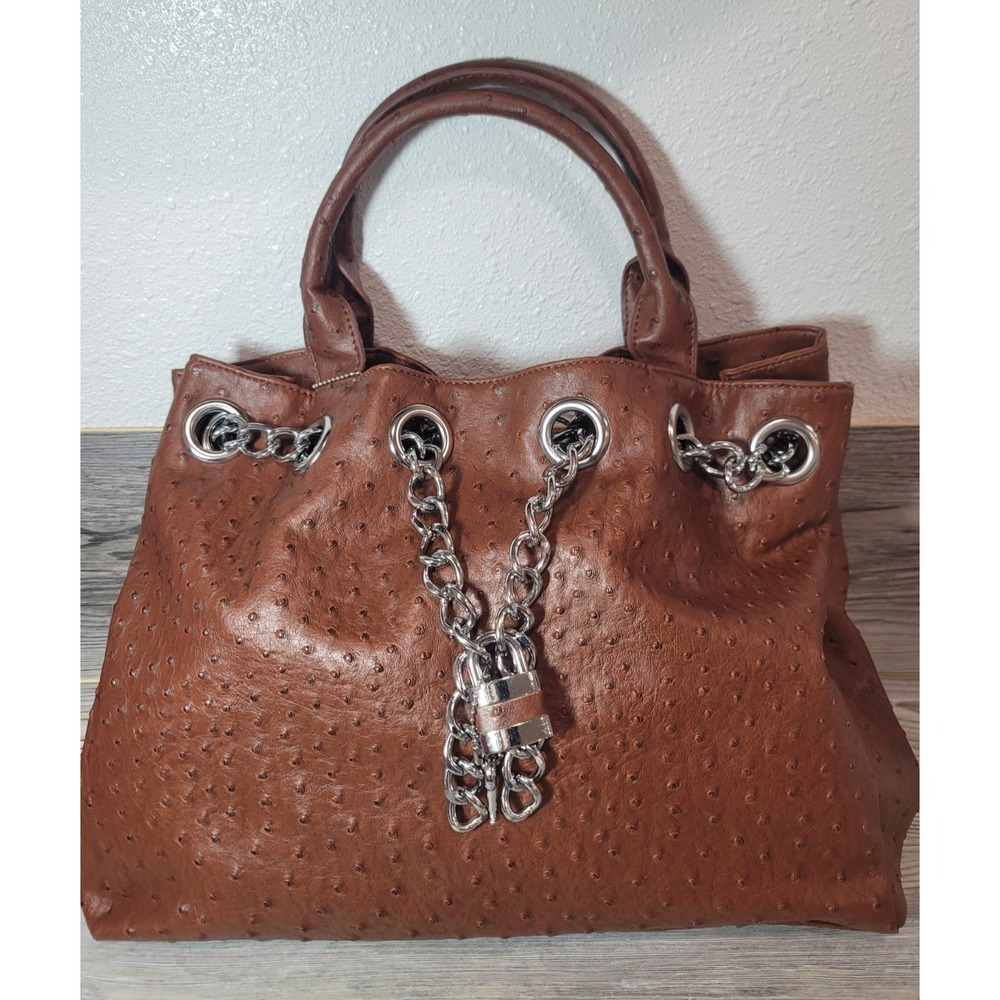 Vancl Large Faux Ostrich sholder bag NEW Chains and locks Divers with snap shut